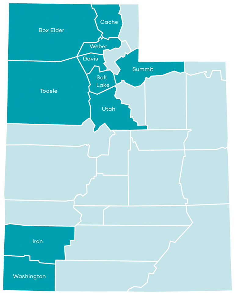 Molina Medicare Service Map in the State of Utah