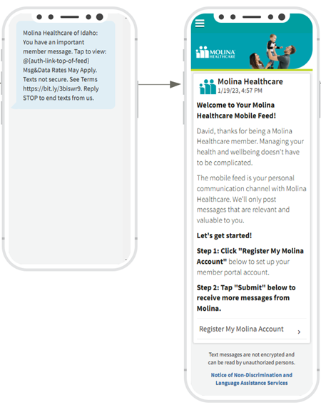 Image of Molina Member Feed on Cell Phone