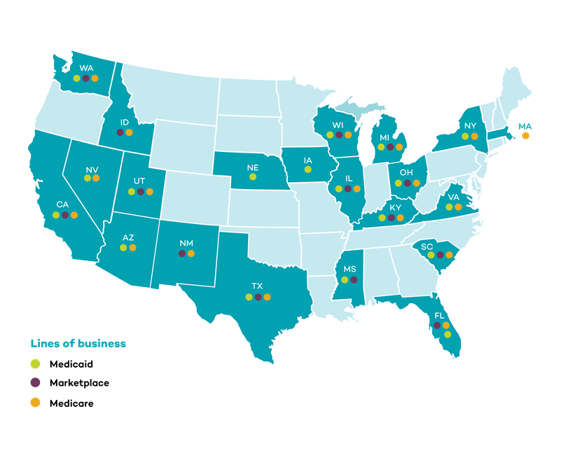 Map of Molina health plan locations