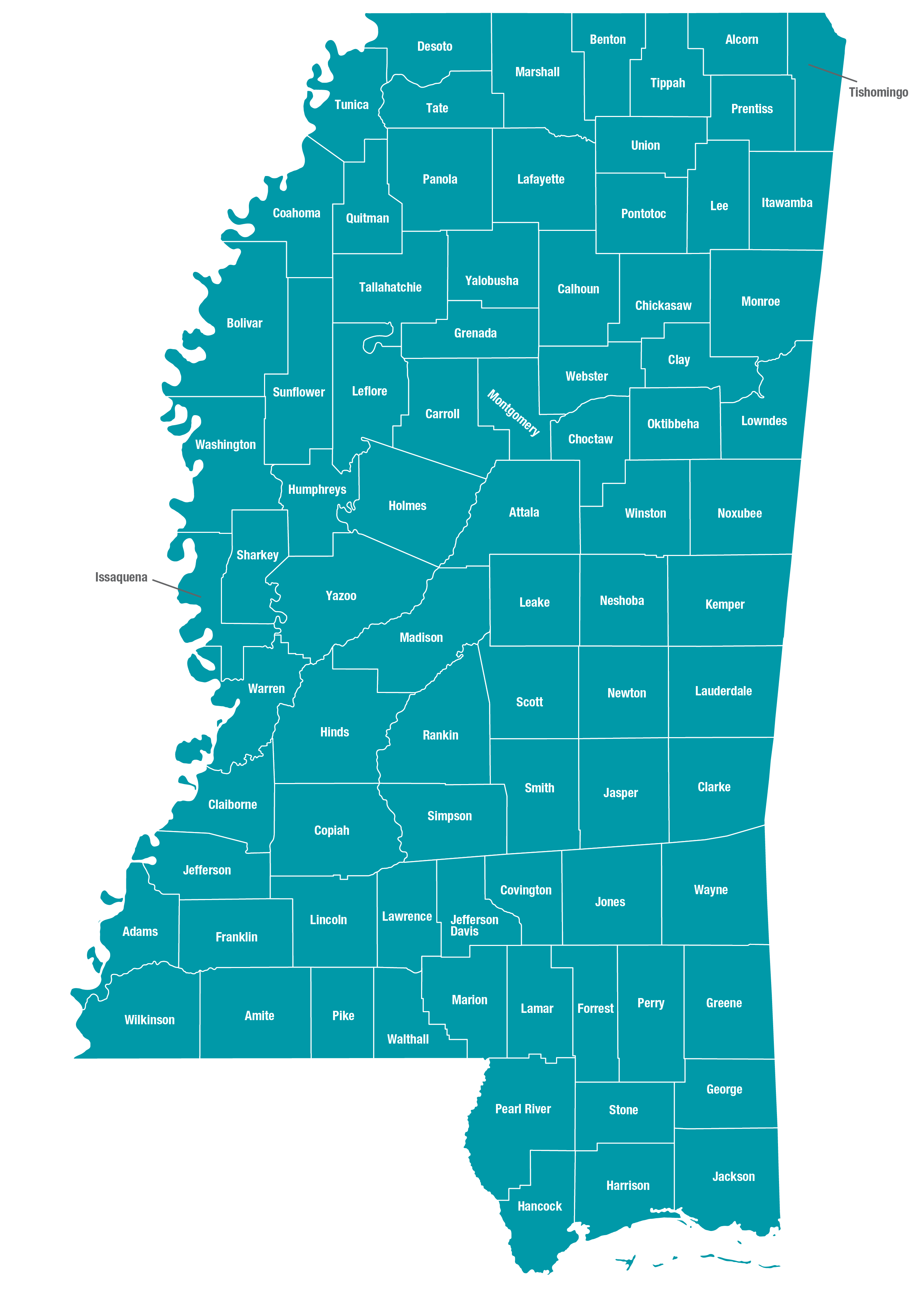 Mississippi service area map