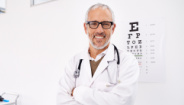 Doctor giving eye exam