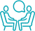 ícono de dos personas sentadas hablando