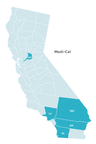 加利福尼亚州服务区域地图