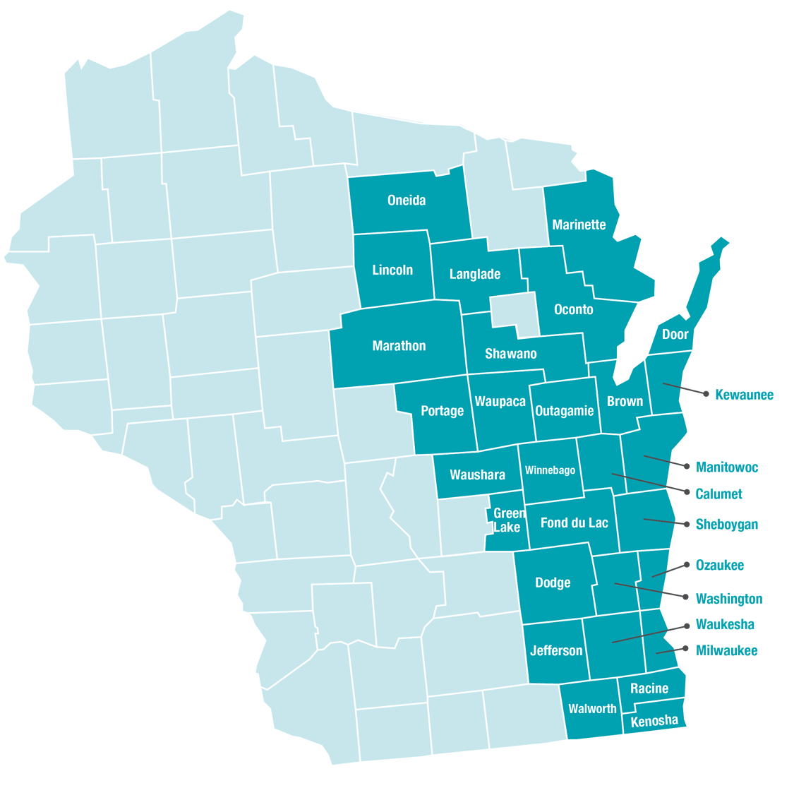 Wisconsin Service Area Map