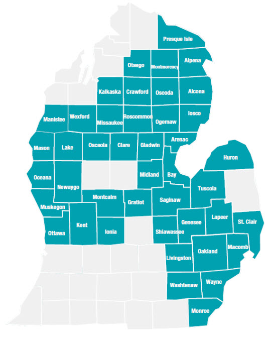 Michigan service area map