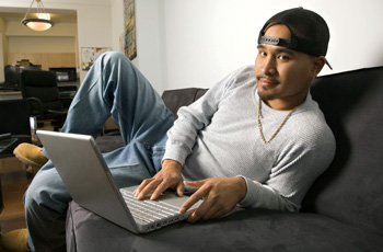 Man using his laptop computer