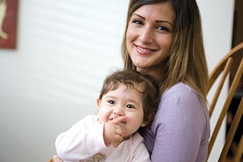 Mother holding child