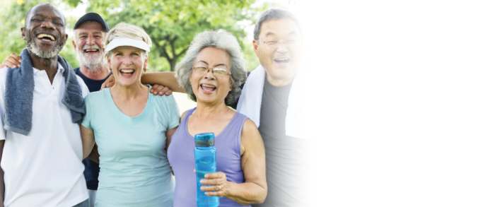 Group of elderly people smiling and dressed to exercise Group of elderly people smiling and dressed to exercise