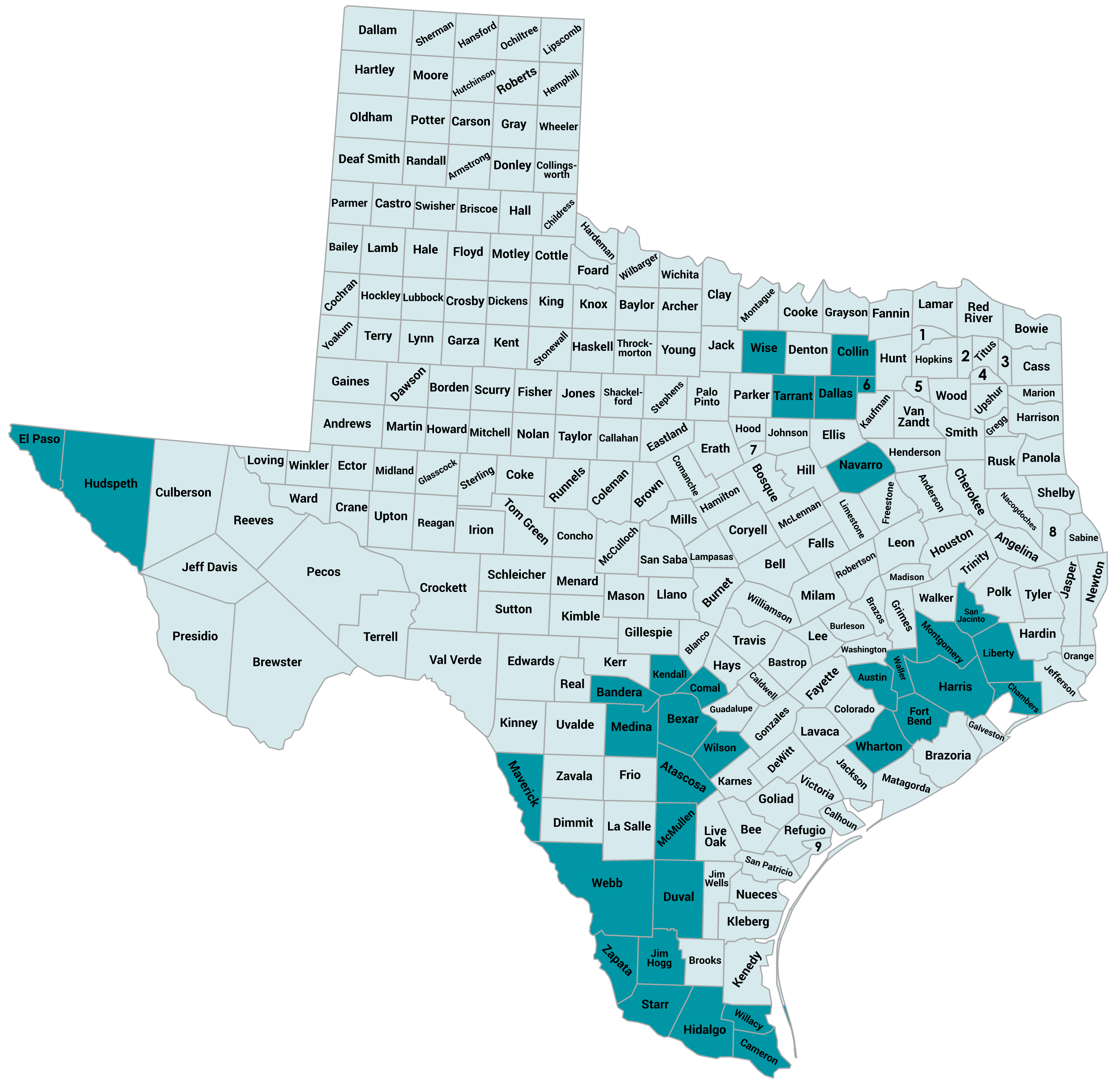 Molina Medicare Service Map In The State Of Texas