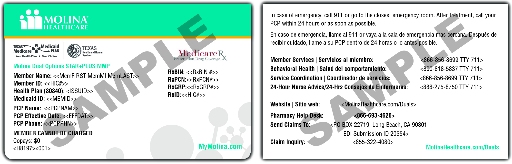 Member ID | Dual Options | Molina Healthcare Texas