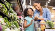 Mother and daughter in the grocery store