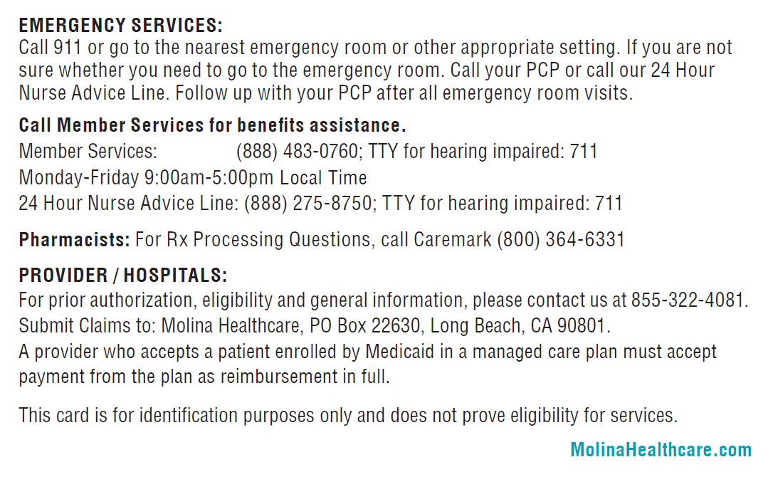 Molina Healthcare Id Card