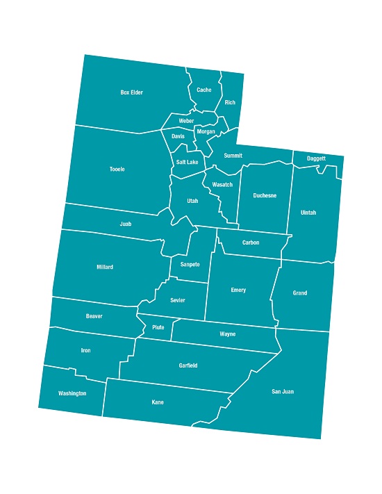 Service area map of Utah