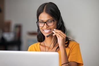 woman talking on headset