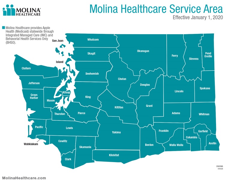 Service Area Map Molina Healthcare Washington