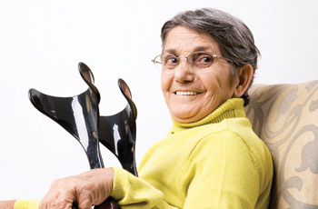 Woman with crutches