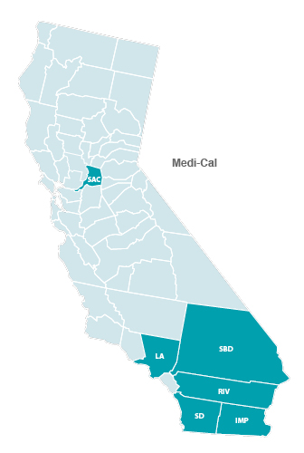 Service area map of California